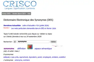 Dictionnaire Electronique des Synonymes Image du site crisco4.unicaen.fr
